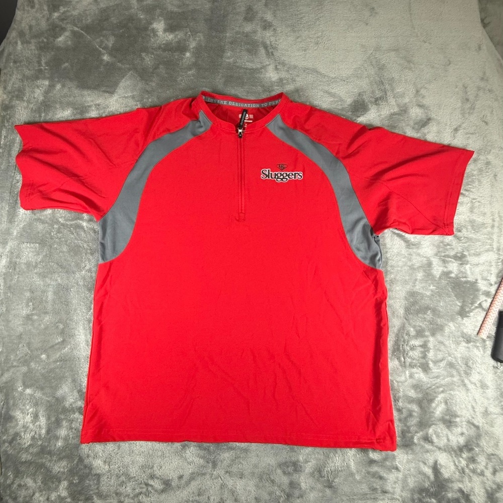 DeMarini Shirt W/ Louisville Slugger Baseball Logo Jersey Men's XL Red S/Sleeve